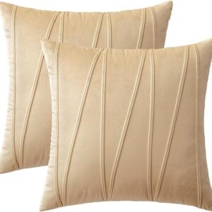 Amazon Brand - UmI. Decorative Striped Throw Pillow Covers 16 X 16 Inch,Soft Solid Velvet Pillow Covers Cushion Case With Zigzag Pattern For Sofa Bedroom 40